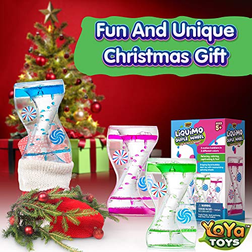 YoYa Toys Liquimo Liquid Motion Bubbler Duple Wheel for Kids and Adults - Satisfying Sensory Toys for Stress and Anxiety Relief - Fidget Toy Can Be Used as a Colorful Kitchen Timer - 3 Pack