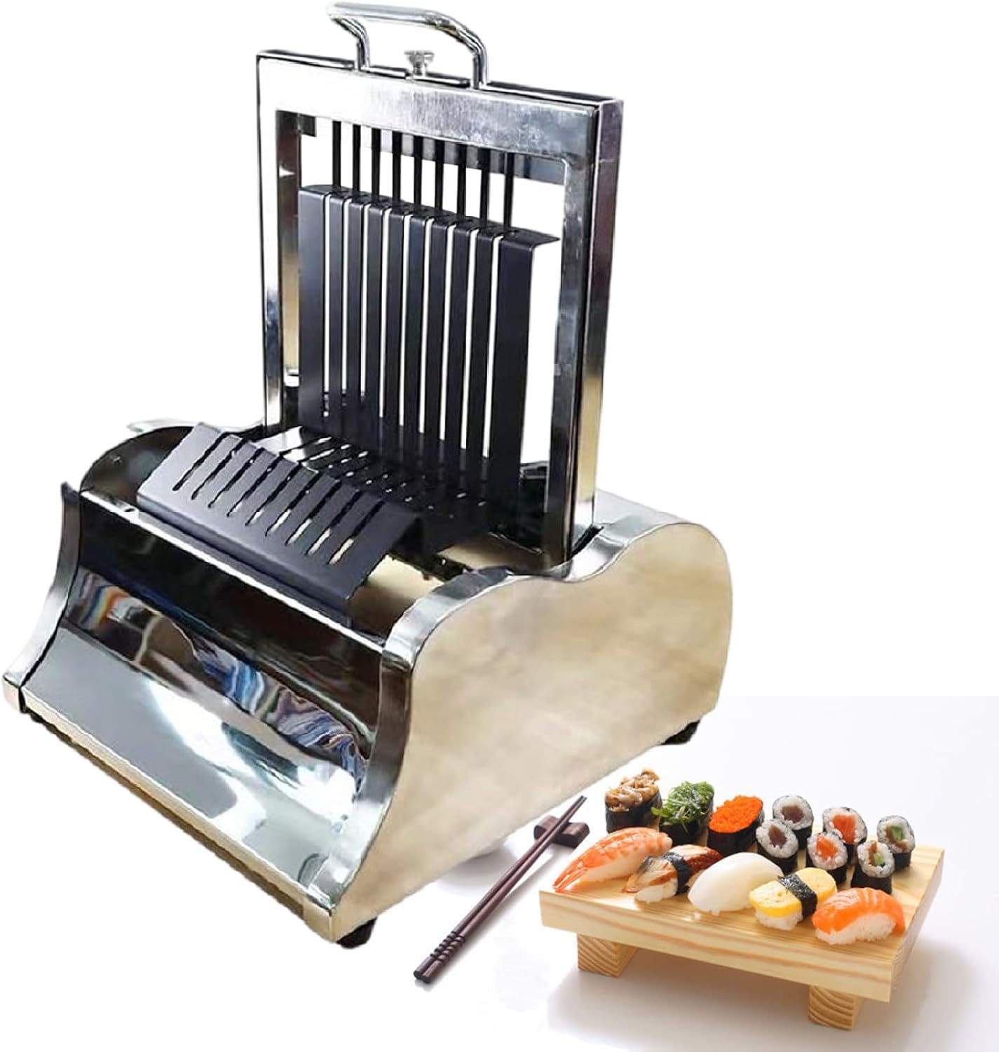 OLSKFUH High-Volume Commercial Sushi Roll Slicer, Stainless Steel Cutting Machine For Restaurants & Snack Bars, Efficient Sushi Maker,12slice