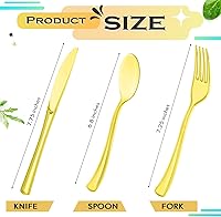 Vista 18 de Minatee Juego de 150 piezas de cubiertos desechables de plástico, juego de cubiertos de acero inoxidable resistente, 50 tenedores, 50 cuchillos, 50