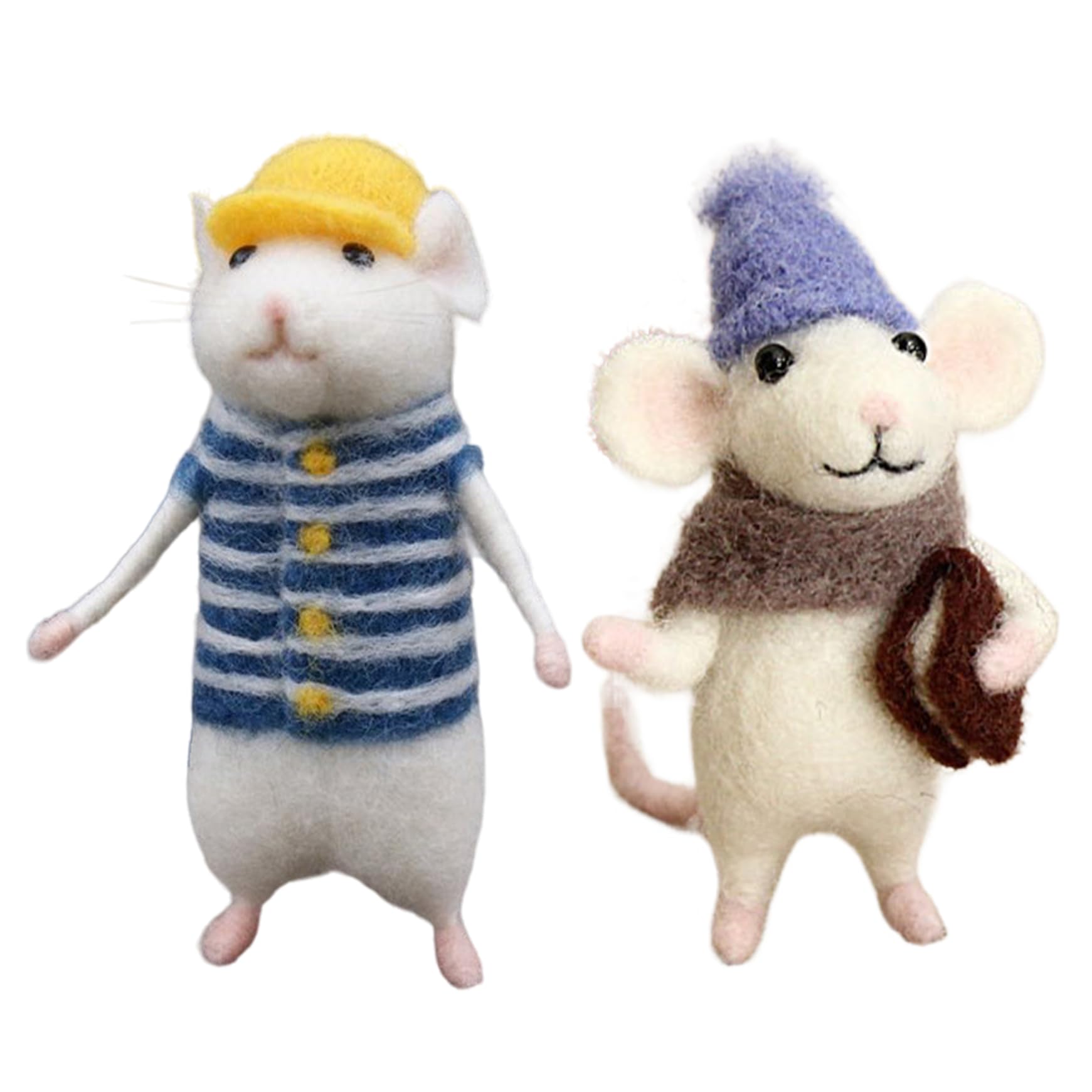 DAGLLGEW 2PCS Needle Felting Kit Cute Mice Needle Felting Starter Kit with Strap and Tools Creative Mouse Doll Craft Sets for Adults and Beginners