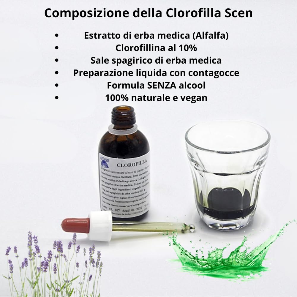 SCEN – Clorofilla Liquida Spagirica SENZA Alcol, Estratto Vegetale Puro, 50 ml – Naturale, Vegan, Made in Italy (1)