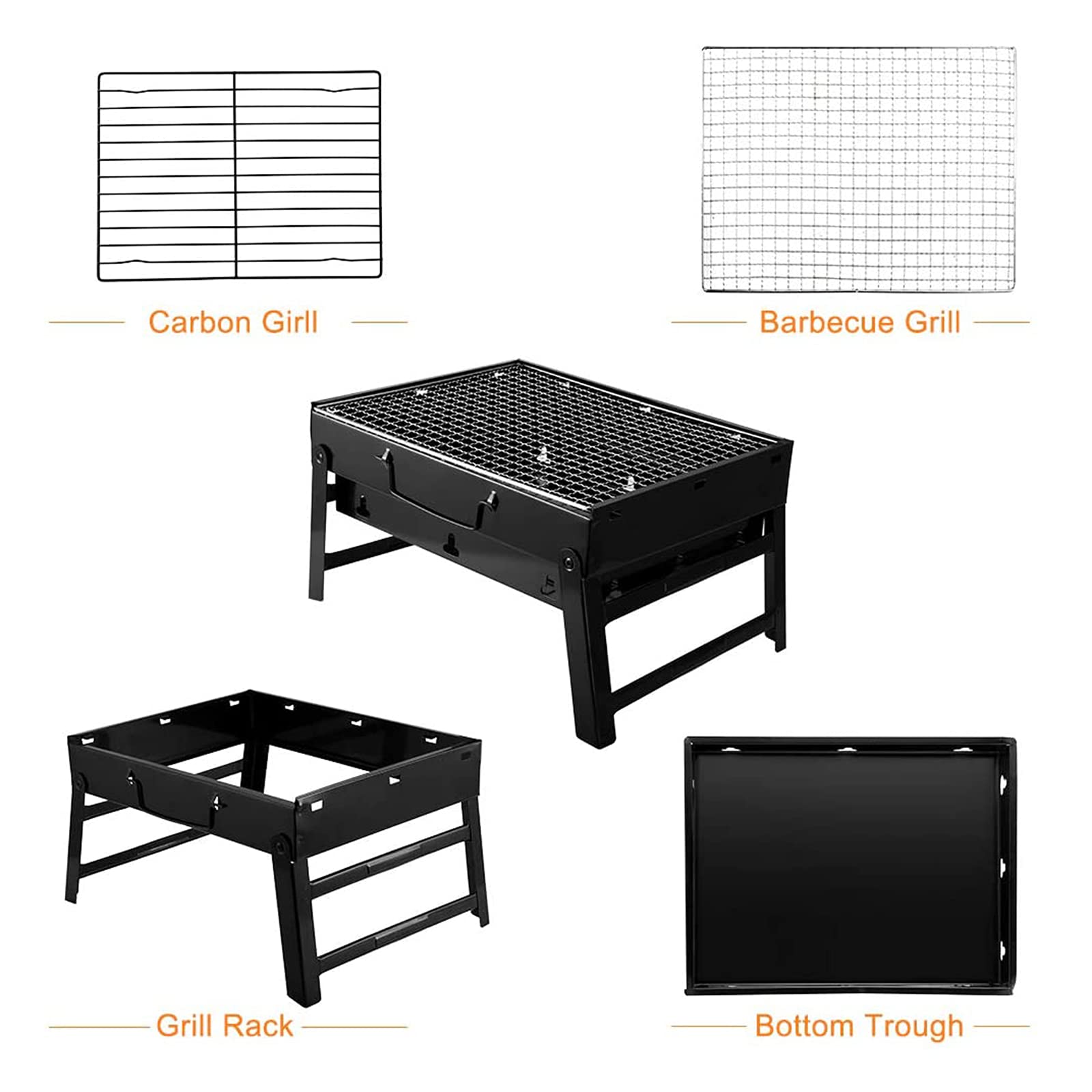 Griglia A Carbone Portatile Pieghevole | 34x23cm | Verde | Per Campeggio, Picnic E Spiaggia - Foto 9