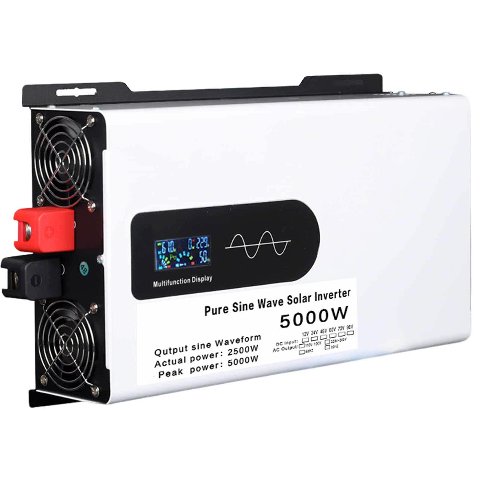 5000w 6000w 8000w 10000w 12000w De Voltaje De Onda Sinusoidal Pura Coche-Convertidor Coche 12v 24v 48v 60v 72v 96v A 110v/220v Inversor, para Portátiles, Camiones(5000W,12V to 110V)