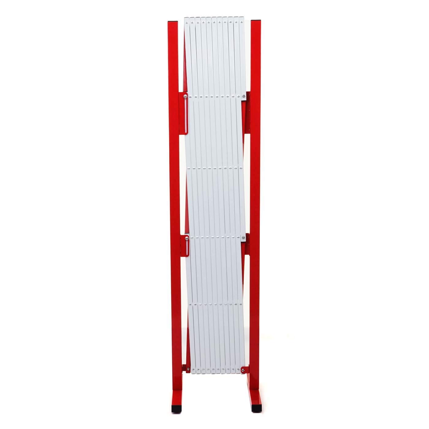 Absperrgitter HWC-B34, Scherengitter Zaun Schutzgitter ausziehbar, Alu rot-weiß - Höhe 153cm, Breite 36-300cm