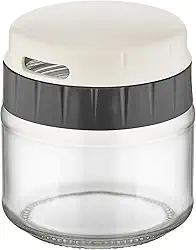 Ralador de queijo em aco inox com dispenser de vidro e tampa em plastico 370ml D9x10cm cor cinza-TRANSPARENTE - QLux- Full Fit