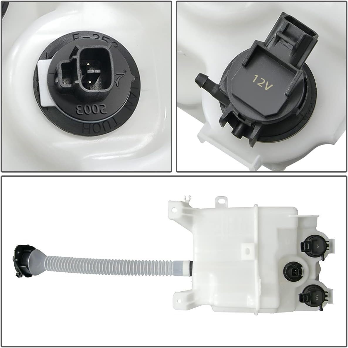 Auto Dynasty TO1288220 Factory Style Car Windshield Washer Reservoir Tank - Reservoir Cap | Filler Tube | Fluid Level Sensor | Washer Fluid Pump - Compatible with Toyota Highlander 08-13, White