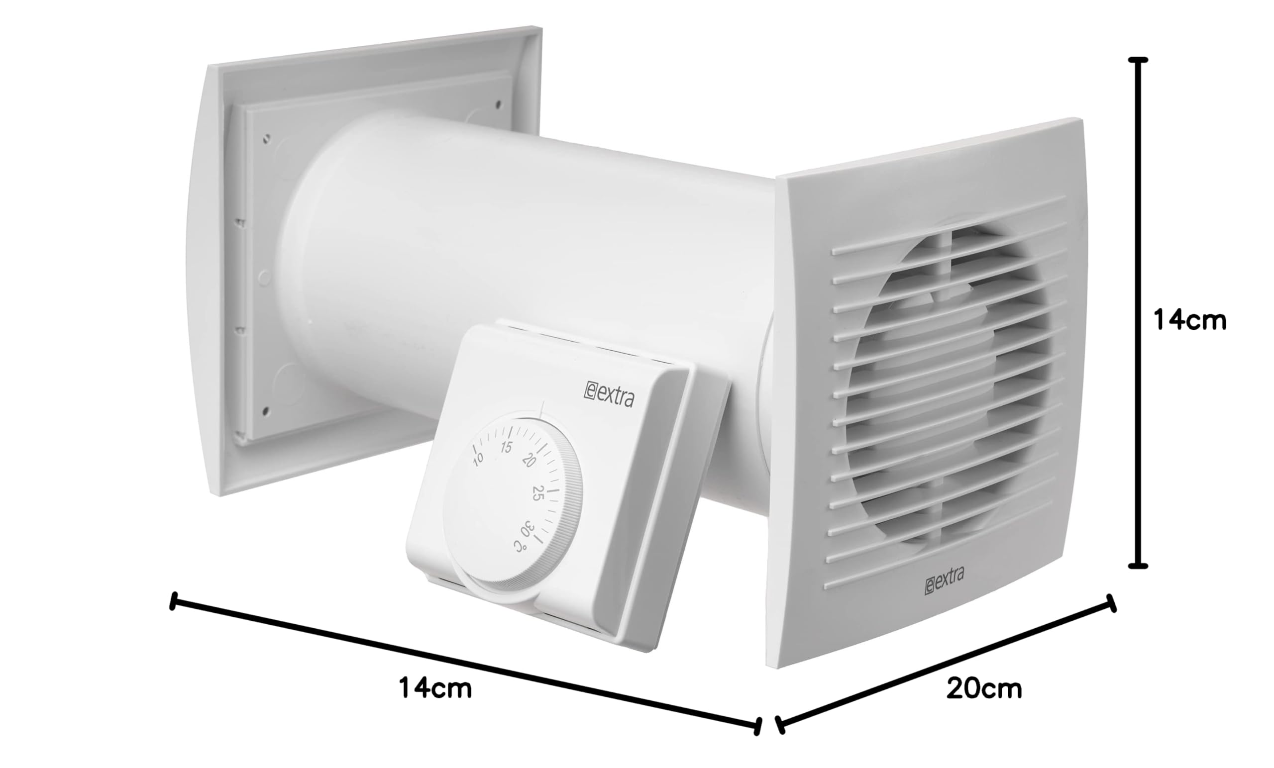 Steinberg14 Warmluft - Ø 100mm Set Lüfter Heizlüfter Wärmetauscher Wand Ventilator mit Thermostat