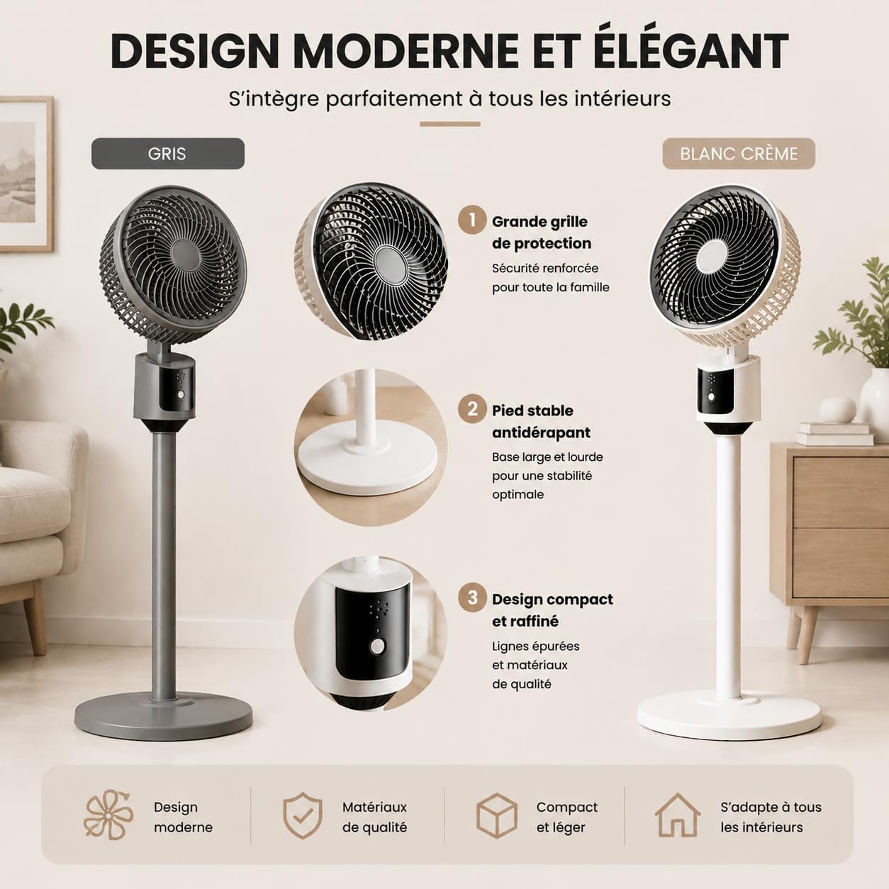 Ventilatore a Piantana Silenzioso, USB 3 Velocità Oscillante per Camera