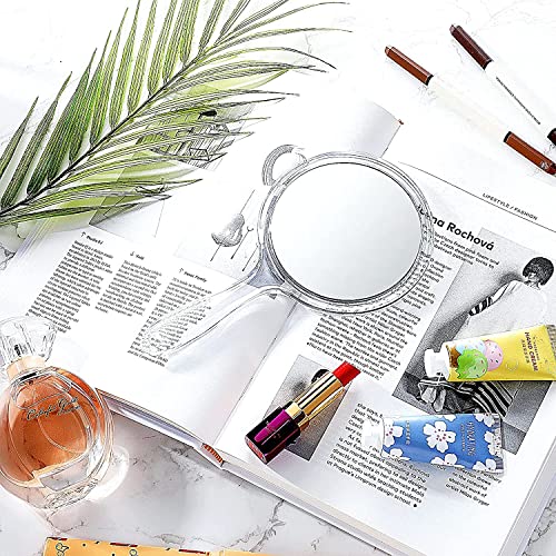 Espelho de mão de dois lados espelho de mão 1X/ espelho de aumento com alça espelho de mão transpare