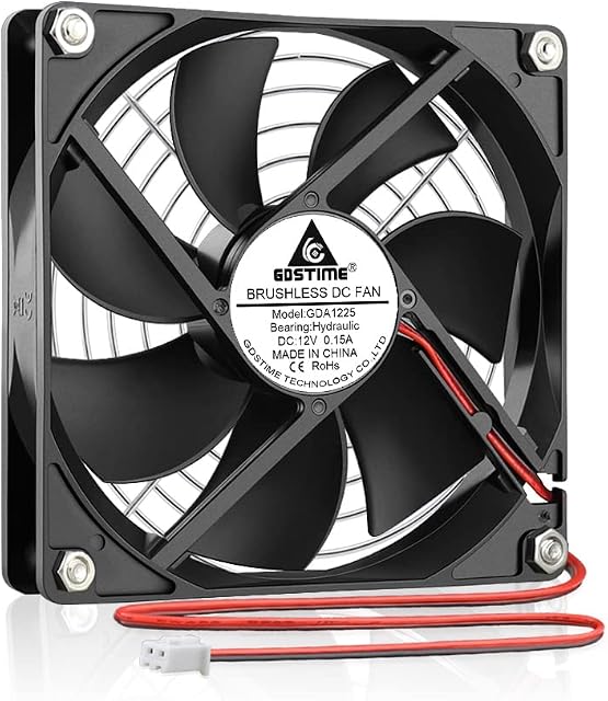 GDSTIME 120mm Fan 120 x 25mm Computer Fan 12V Case Fan 12CM PC Fan Axial Fan 1800 RPM Case Fan DC Brushless Cooling Fan For PSU Chassis Cabinet Workstation Server