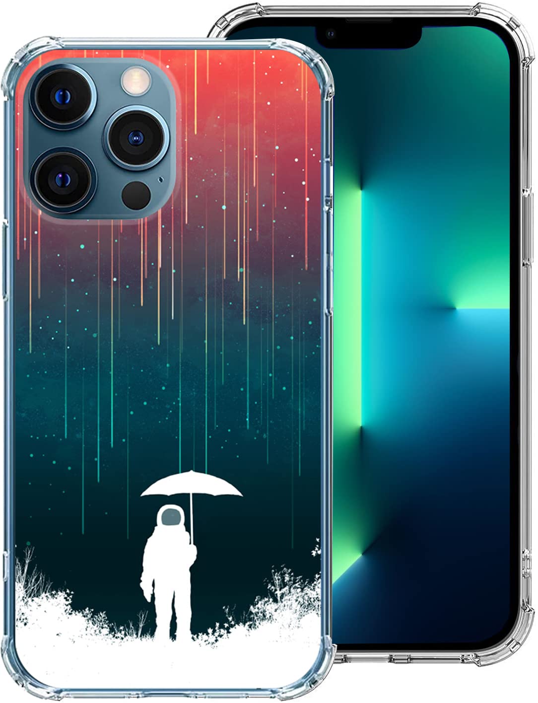 SAIJING Meteoric Rainfall Astronaut Aesthetic Pattern Phone Case Compatible with iPhone 13 Pro Max, Slim Fit Shockproof Drop Full Body Protection Case Cover for iPhone 13 Pro Max(2021) 6.7”