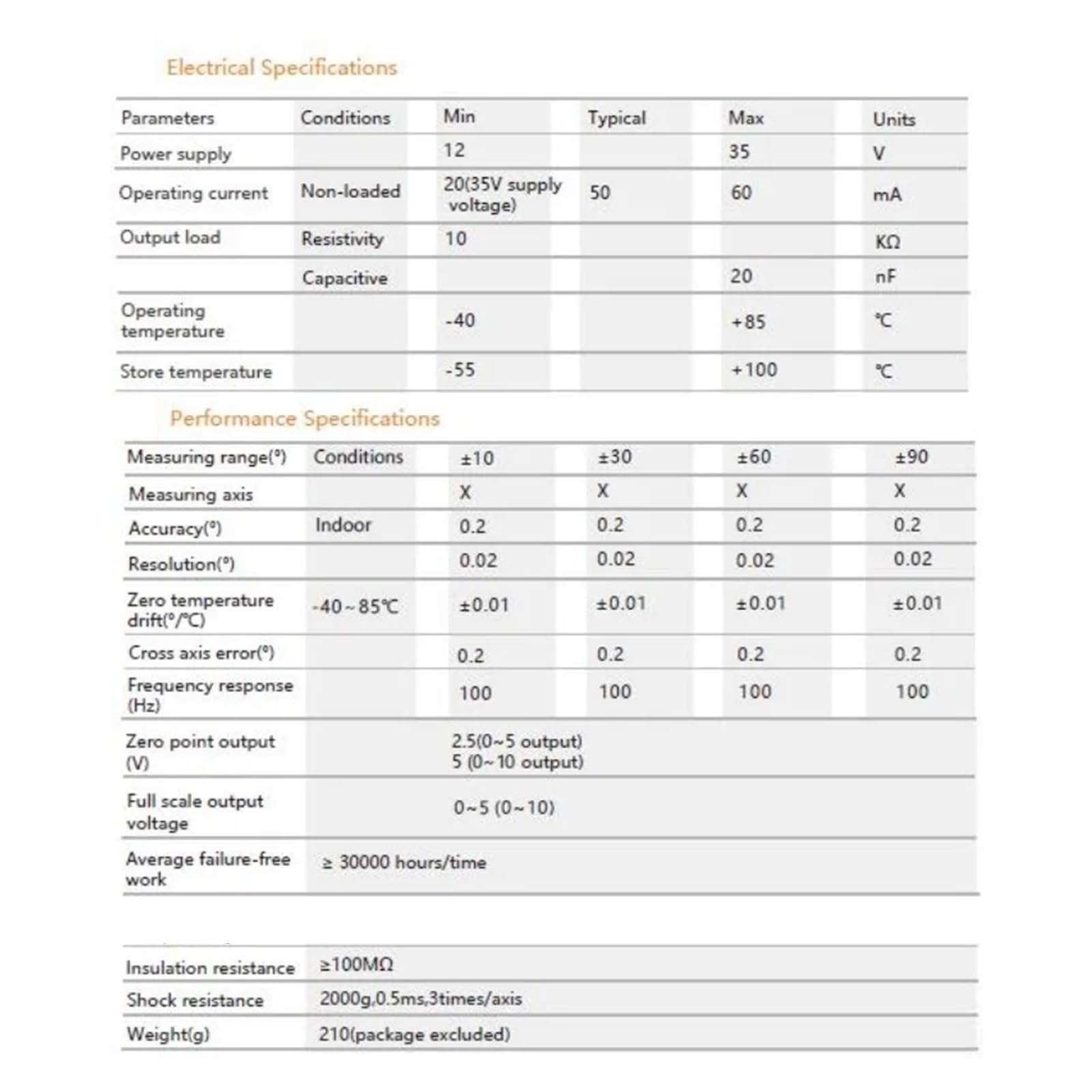 CHBMSS Dual Axis Sensor Inclinometer Accuracy 0.2 Output 0-5V