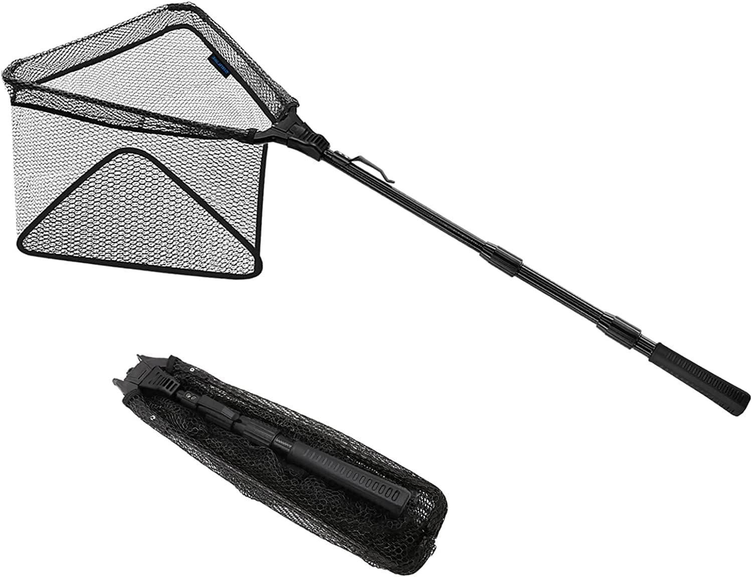 Foldable Fishing Net, Telescoping Pole Handle Fish Landing Net
