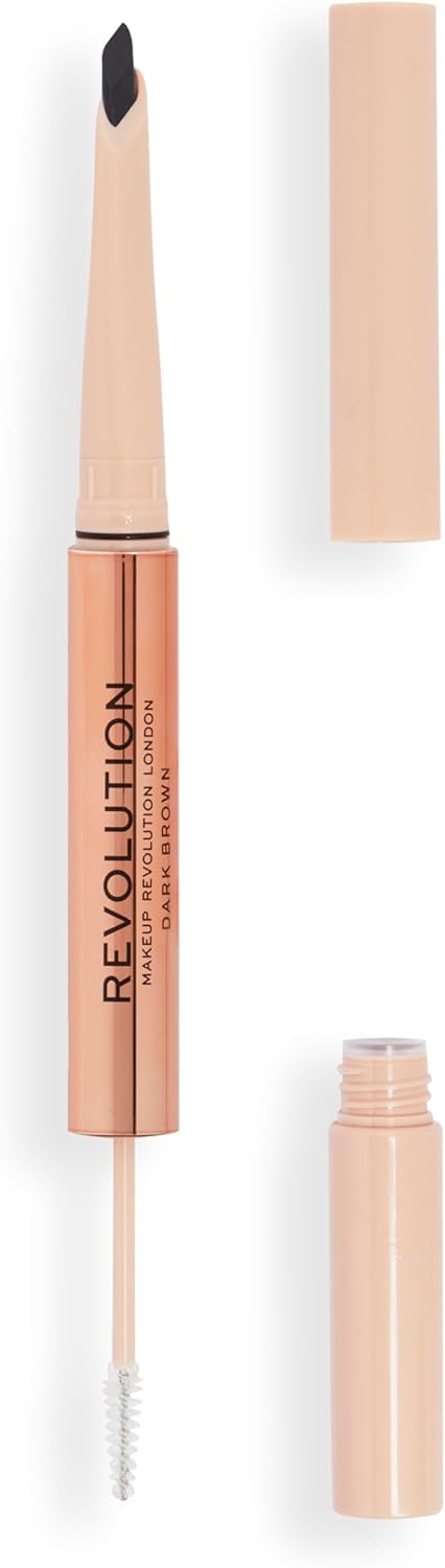 Revolution Beauty, Fluffy Brow Filter Duo, Wenkbrauwpotlood & Wenkbrauwgel, Verkrijgbaar in 5 tinten, Dark Brown