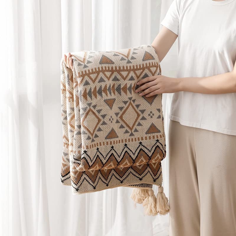 ACiyD Couvertures tricotées Plaid Throw Blanket Housse de canapé avec Glands Voyage Loisirs Couvre-lit Couverture Couvre-lit (Style 2 130x170cm(51x66inch))