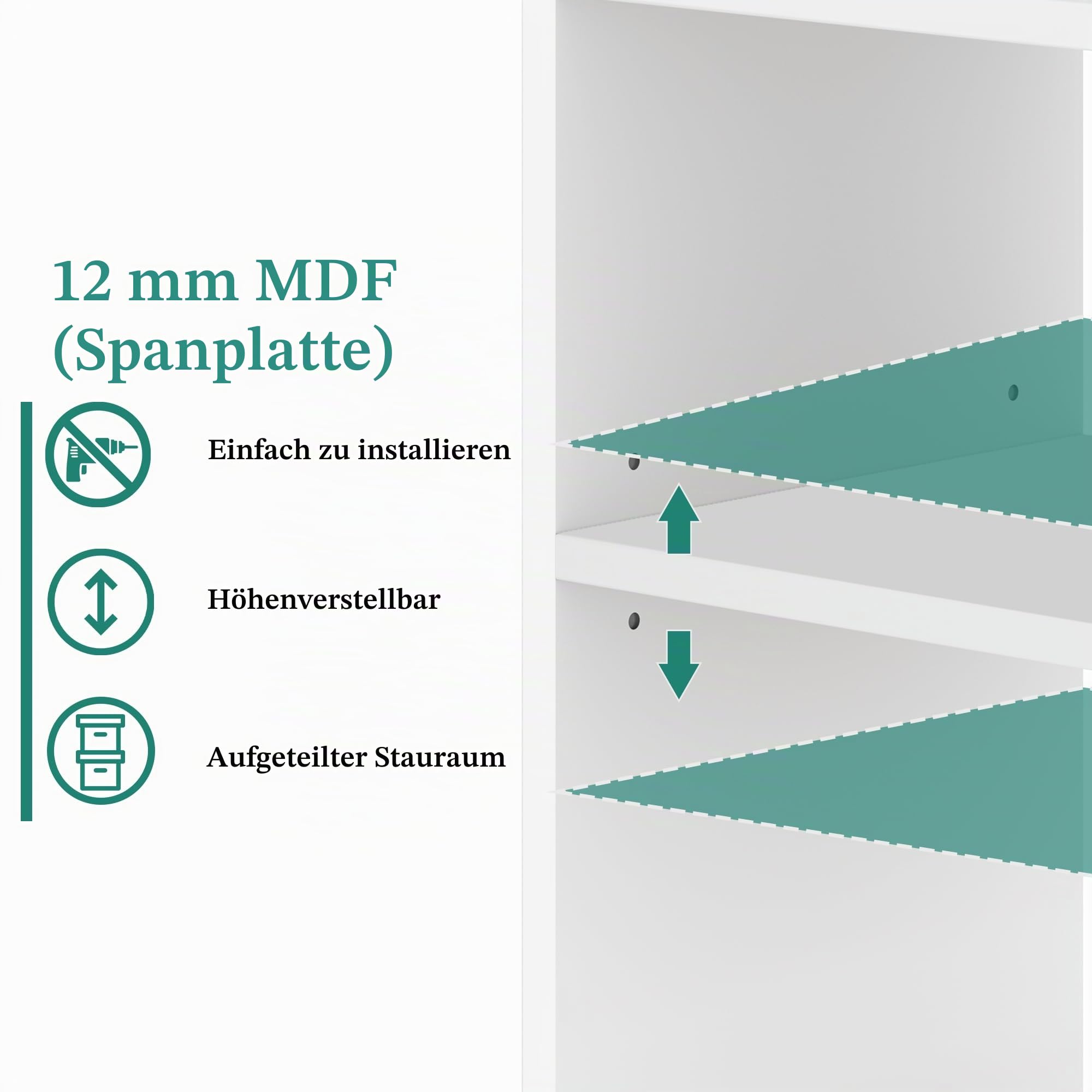 YITAHOME Rollcontainer mit 2 Schubladen, Aktenschrank mit verstellbarem Regal und Ablagefächern, Multifunktionaler Büroschrank Beistelltisch für Wohnzimmer, Schlafzimmer, Büro, Weiß