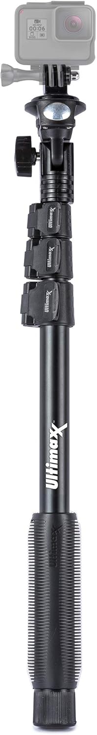 Ultimaxx 48″ Aluminum Monopod with GoPro Compatible Adapter, Cell Phone Holder and Carrying Bag - Telescopic Hiking Pole Camera Mount and Accessories
