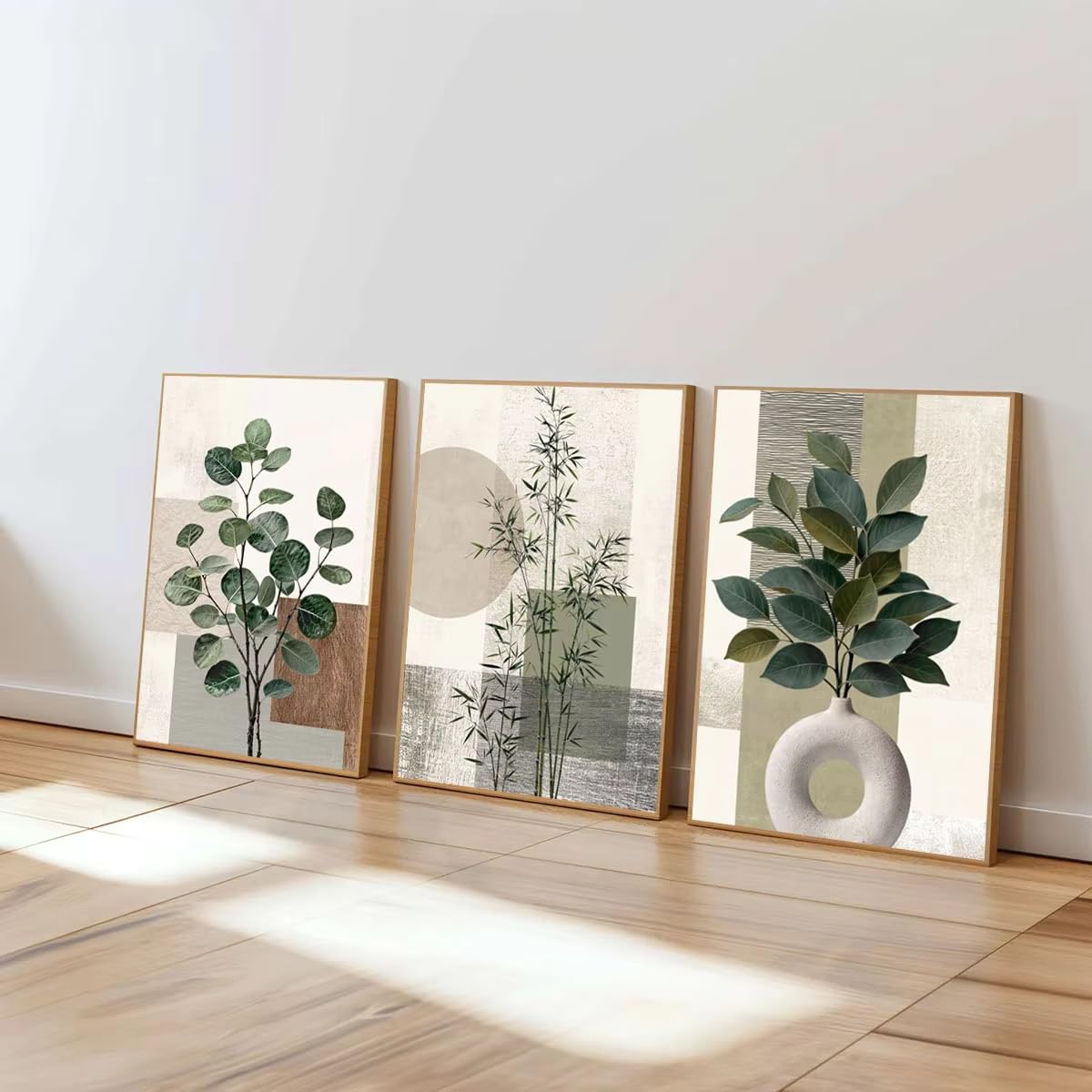 GOSRD Lienzos con estampados botánicos abstractos para la decoración de salas de estar y dormitorios (50x75cm - 3 piezas)