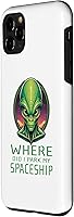Vista 23 de iPhone 13 Pro Alien Head Art Where I Park Spaceship Area 51 Ufo Aliens Case