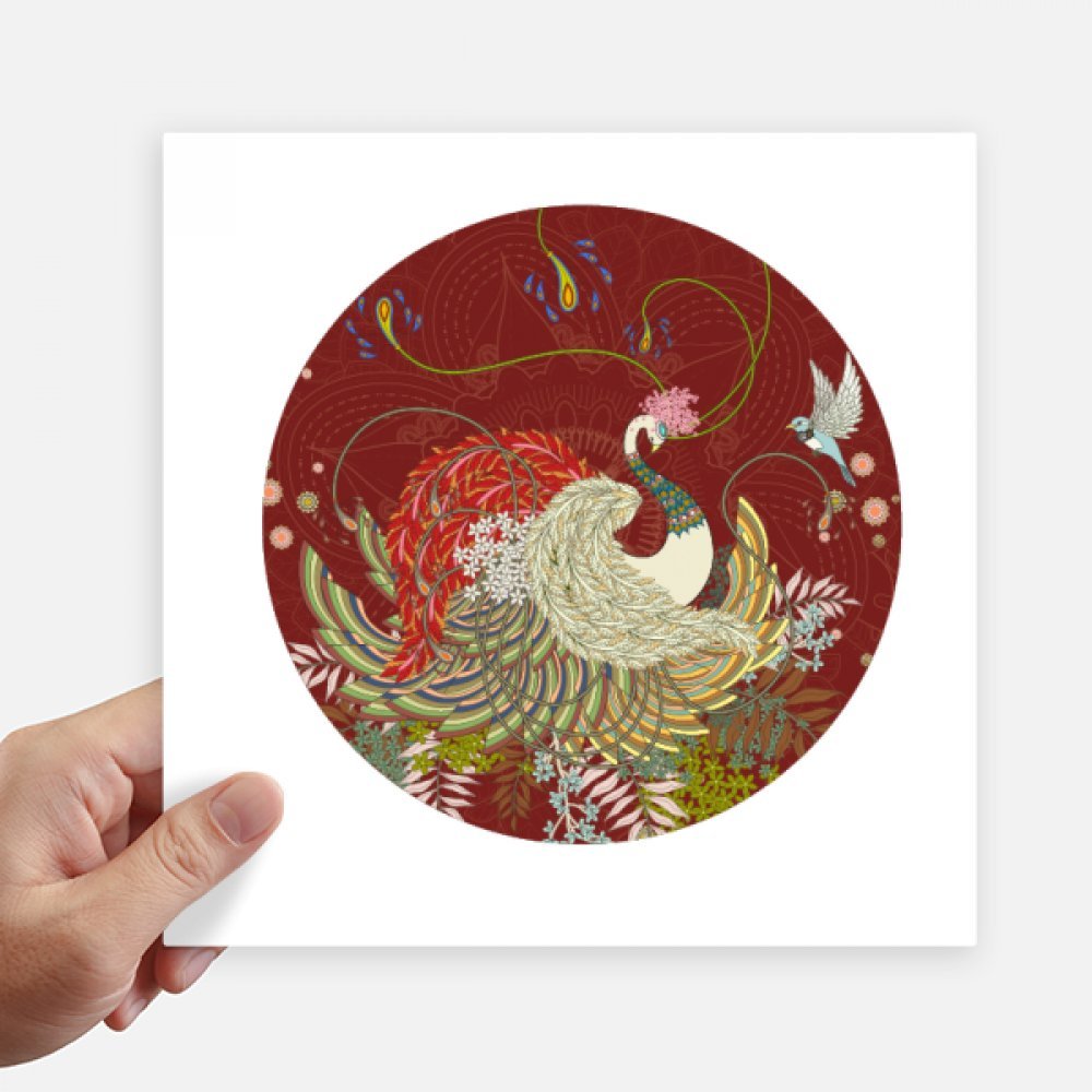 Pájaros Ukiyo-E hojas square stickers de 20cm impermeables para exterior e interior