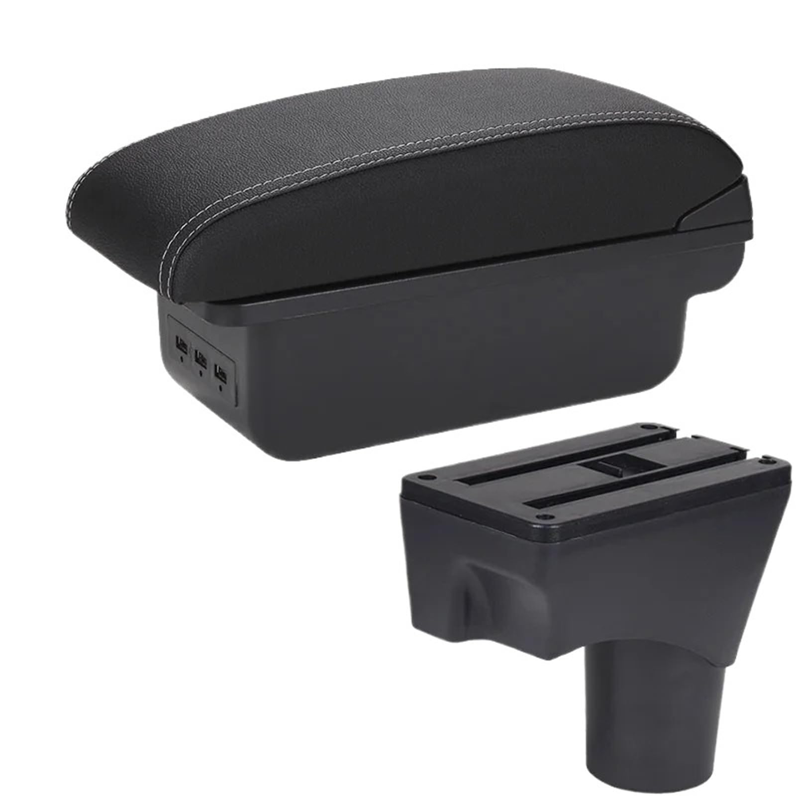NOKRGQW Car Armrest Box For Nissan For Sunny March Micra K13 2010-2022 Car Armrest Storage Box Retrofit Parts Accessories(B3 Black white 3USB)