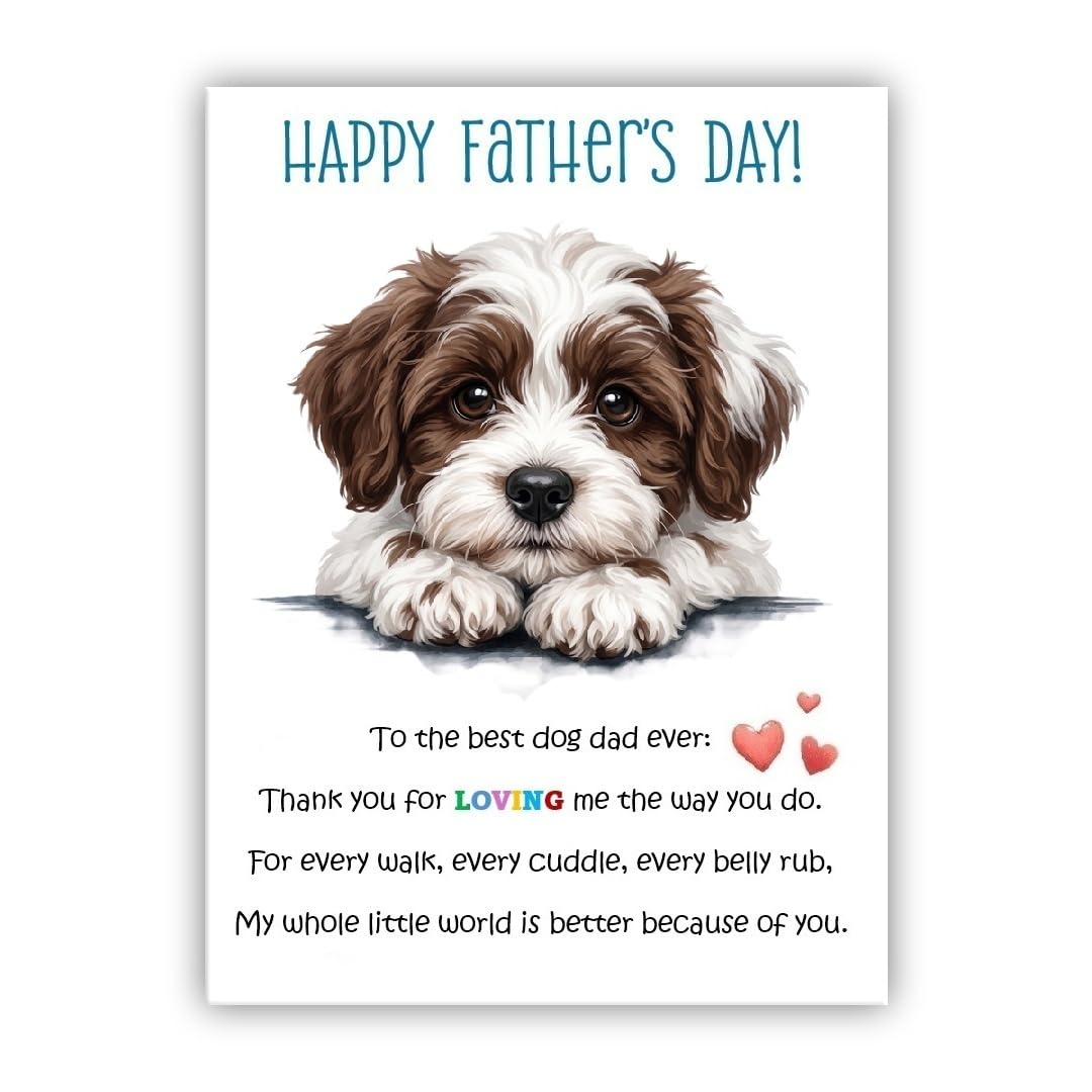 Father’s Day Card From the Dog. Multiple Breeds Available. Cute Fathers Day Pet Card. To The Best Dog Dad. (• Schnoodle Parti)
