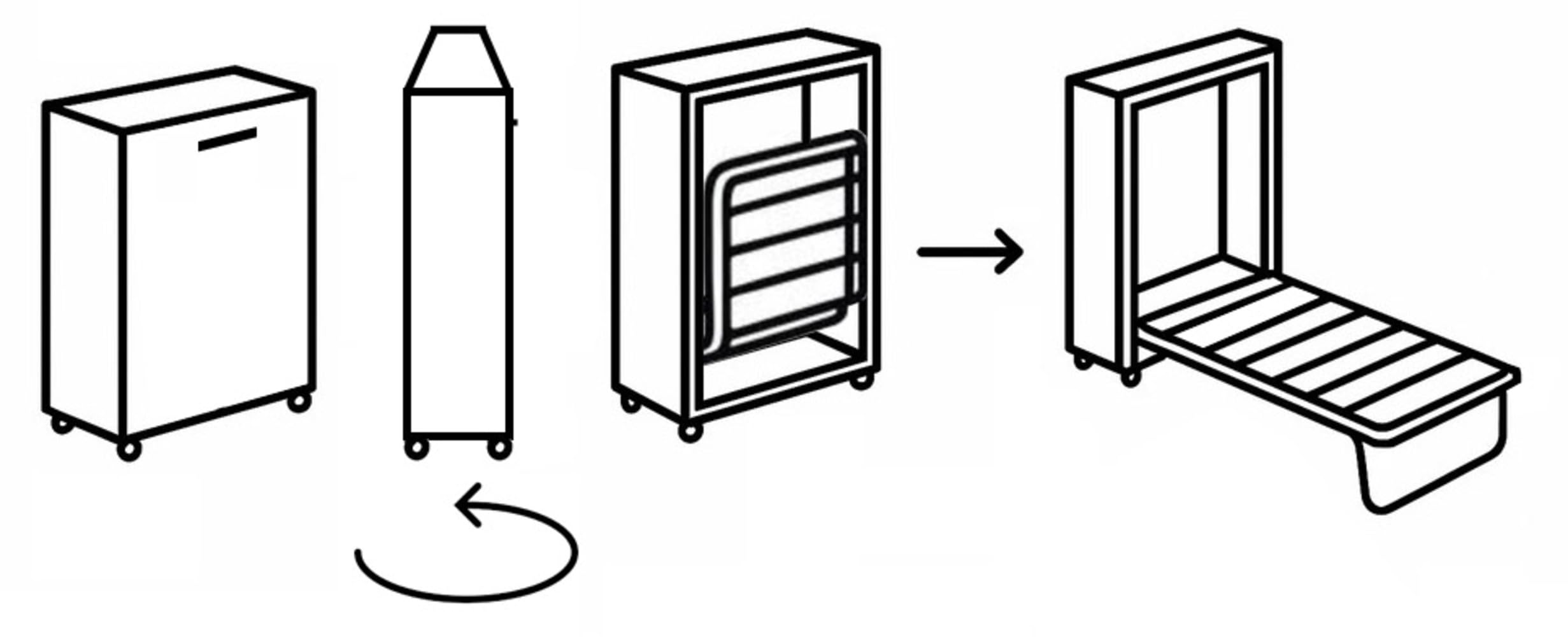 Generico Letto a scomparsa Magic bianco cemento, salvaspazio, richiudibile, materasso incluso - 100% MADE IN ITALY