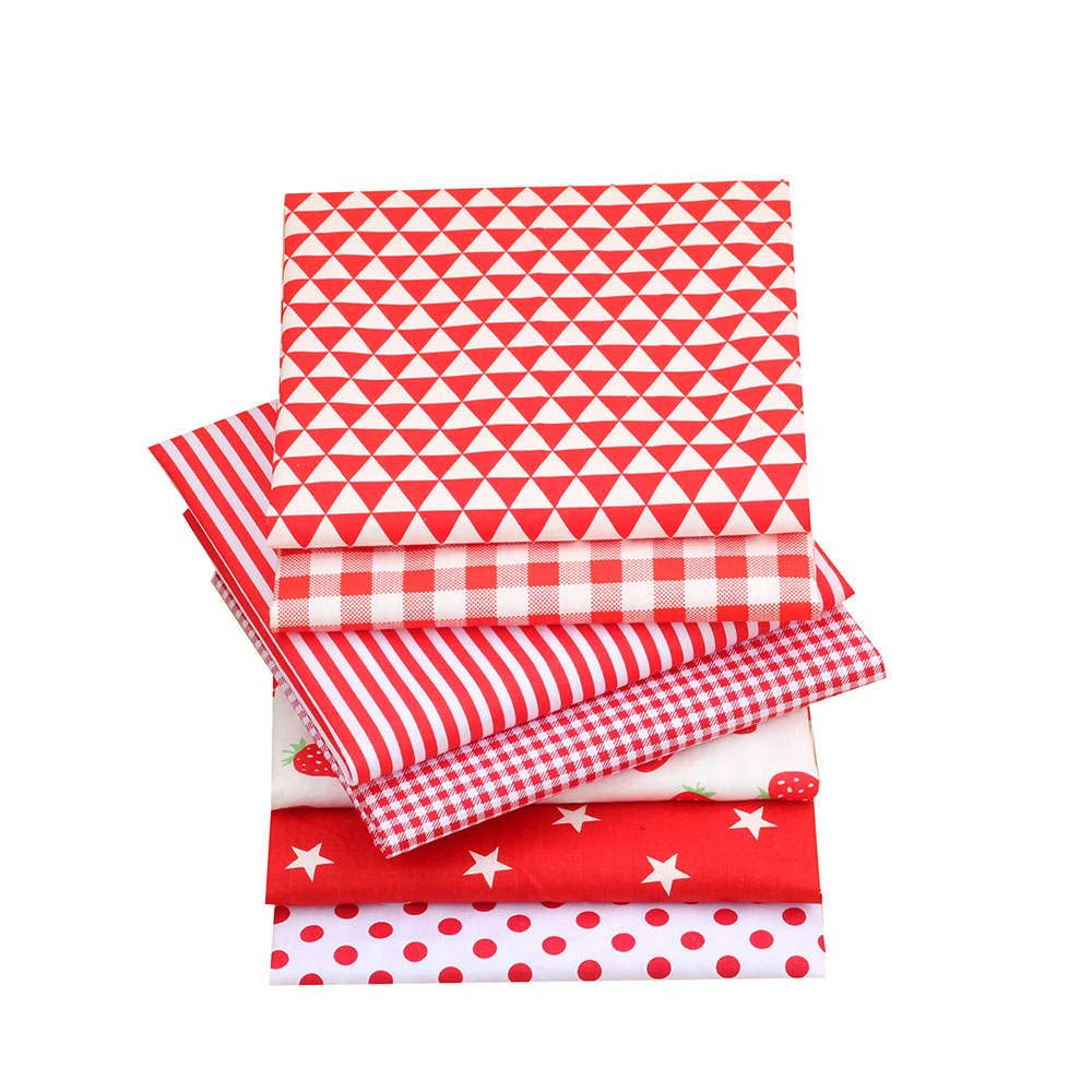 6 Scampoli Di Tessuto A Forma Di Fragola – 50x50 Cm In Poliestere – Per Cucito Creativo E Patchwork