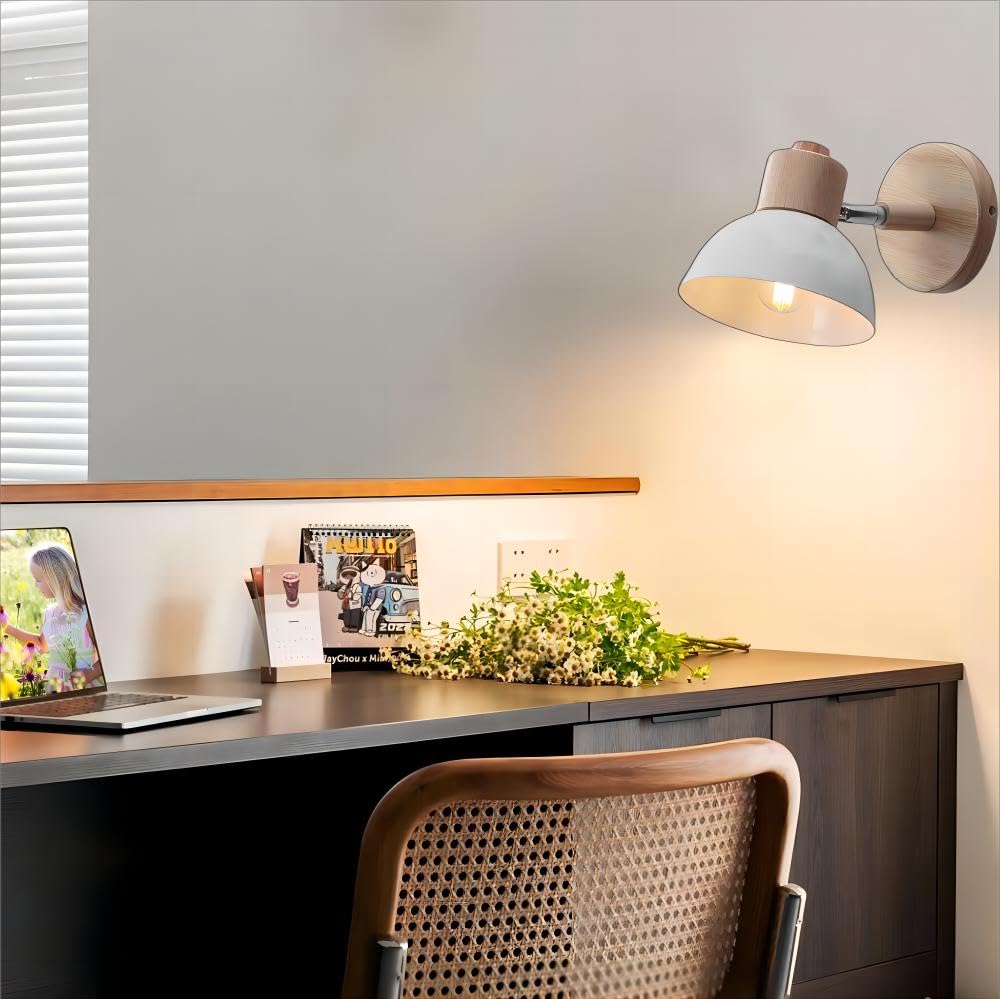 Applique Murale Industrielle Vintage Lampe Murale Interieur Sconce Rétro Luminaire Applique Abat-jour E27 Ø15CM pour Salle à Manger Escalier Chambre Cuisine Café(2pcs blanc)
