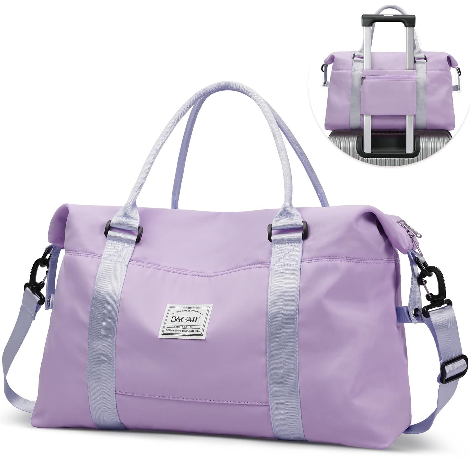 BAGAIL Travel Duffel Bag, Weekender Bags for Women, Overnight Gym Carry On Tote Bag with Wet Pocket, Hospital Mom Bag for Labor and Delivery - Purple