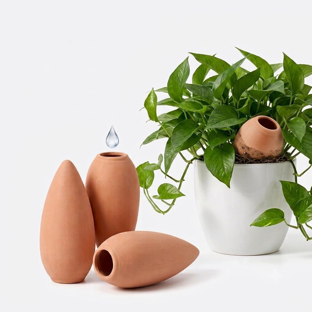 Set 4 coni irrigazione terracotta 160ml per vacanze