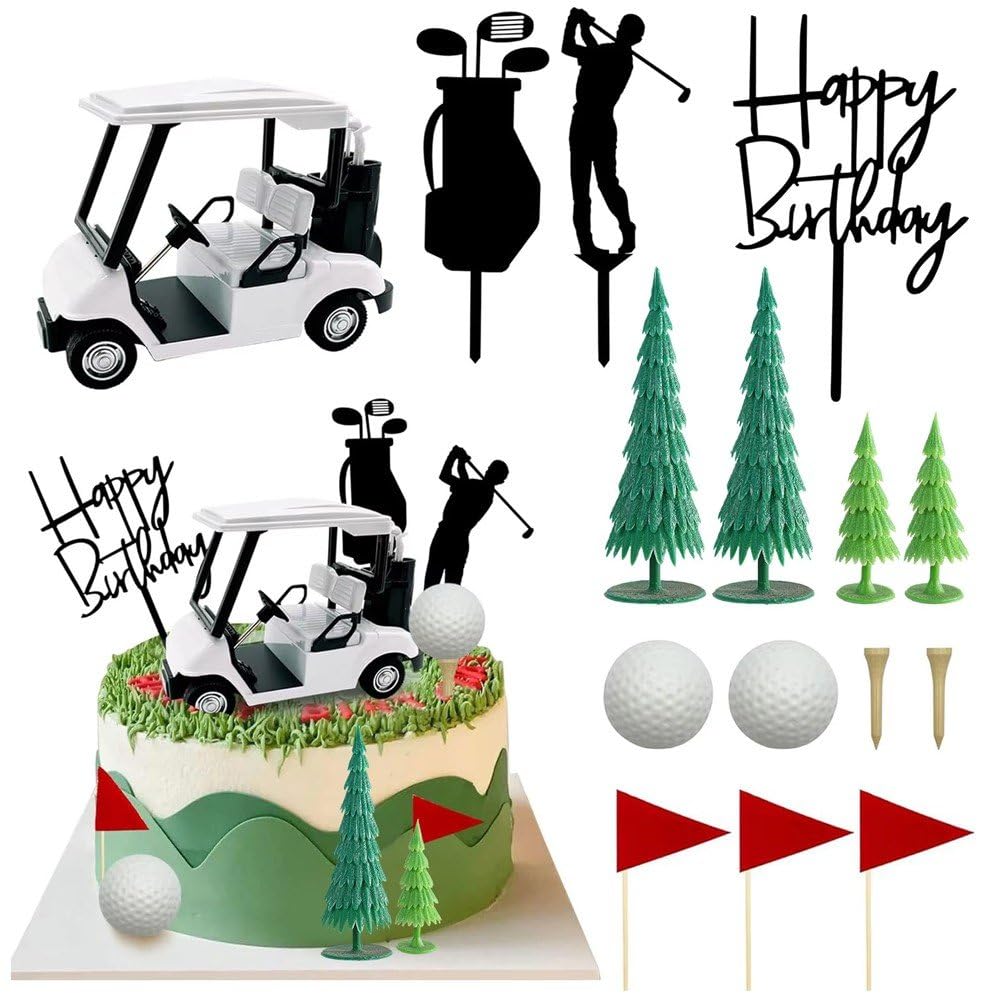 vepoty Golf Cake Decorations Golfers Cake Toppers Birthday Cake Toppers Sports Party Supplies for Man Boy Girl Birthday Party