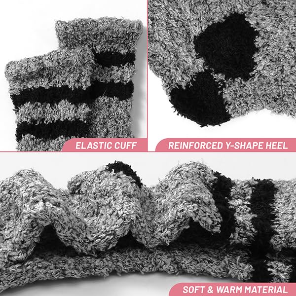 Tavaleu Women's Fuzzy Socks-Soft Cozy Fluffy Slipper Socks Winter Warm Plush Sleeping Sock3