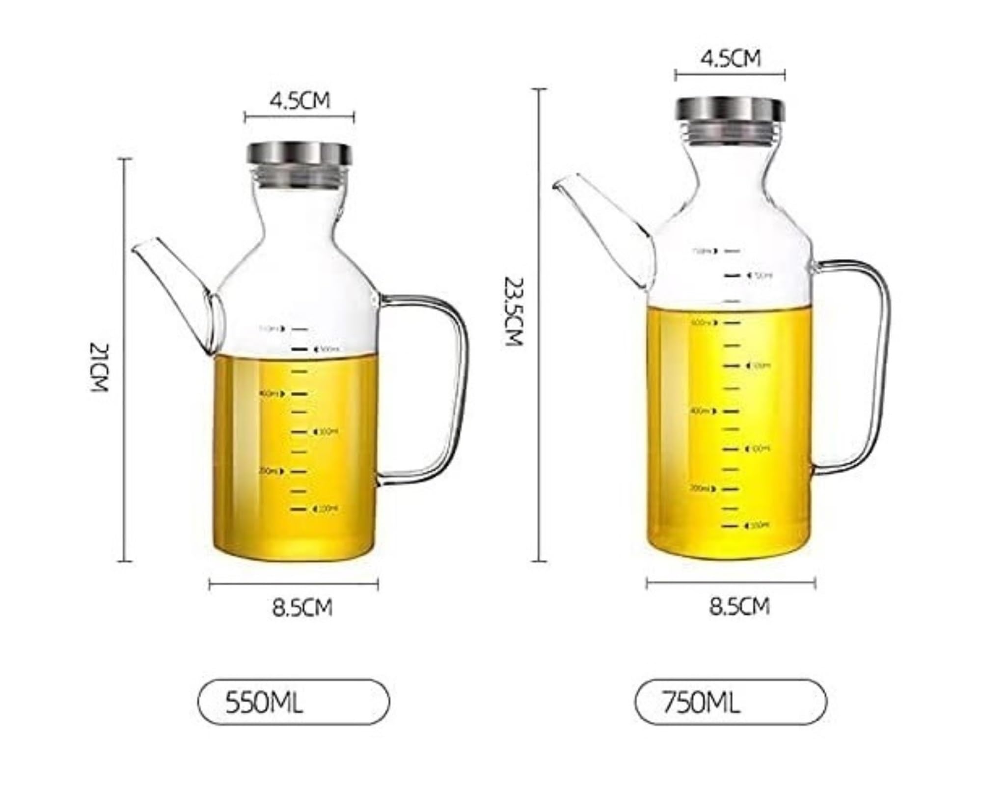MRKU Ölspender, Olivenöl- und Essigflasche, hochwertiger Glas-Öl- und Essigspender mit Deckel, staubdicht, 750 ml, leicht nachfüllbar