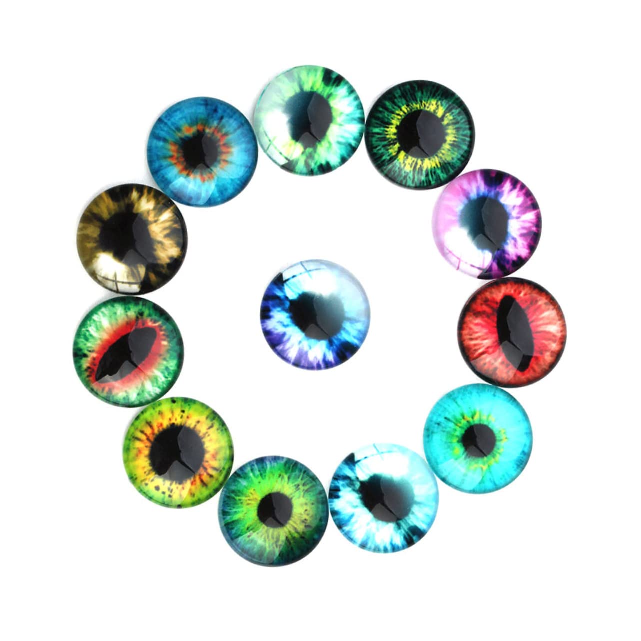 STOBOK 20pcs Glass Gems Flat Back Cabochons Gemstone Dome Jewelry Finding Evil Eye Beads Mosaic Glass Jewelry Loose Beads Stained Glass Supplies Vintage Glass Diamond Round