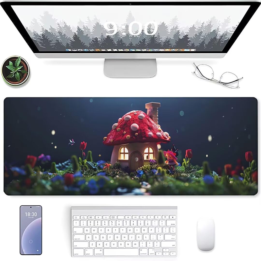 Excel Shortcut-Tasten-Mauspad - erweitertes großes 1200 x 600mm XL-Spickzettel-Gaming-Mauspad | PC-Büro-Tabellenkalkulation-Tastaturmatte | rutschfeste genähte Kante Blume HüTte