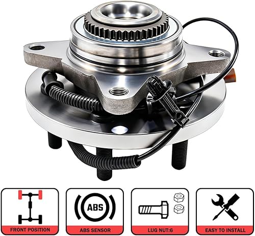 Miniatura 5 de MotorbyMotor 515177 Conjunto de cojinete de rueda delantera y cubo 4WD con 6 lengüetas para Ford F-150 2018-2020 (excluye Raptor) Conjunto de