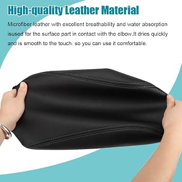 LEXLEY Center Console Pad Armrest Box Cover Waterproof Anti-Scratch Leather Protector Covers For Jeep 2011-2017 Wrangler JK-Black Stitches