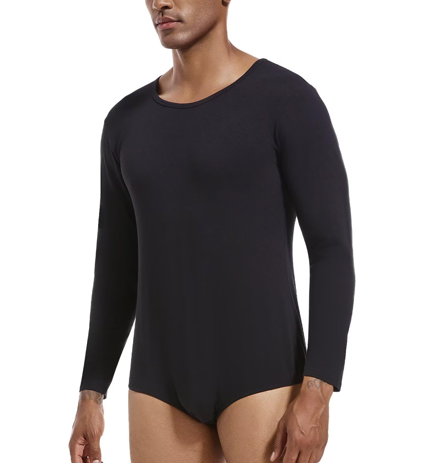 Landofgenie Herren Langarm Body aus Baumwolle Atmungsaktiver Onesie für Haus & Freizeit