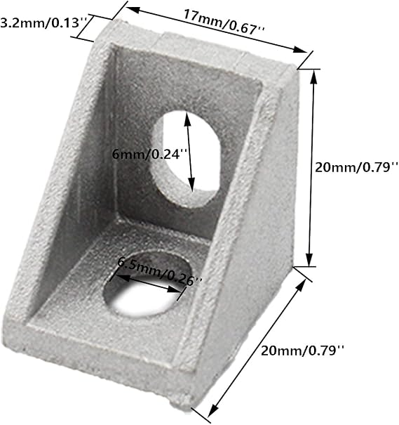 10Pack Aluminum Profile Corner Bracket, L Shape Right Angle Joint Fastener, Connector for 2020 Series Standard 6mm Slot Aluminum Extrusion Profile (2020 Bracket)