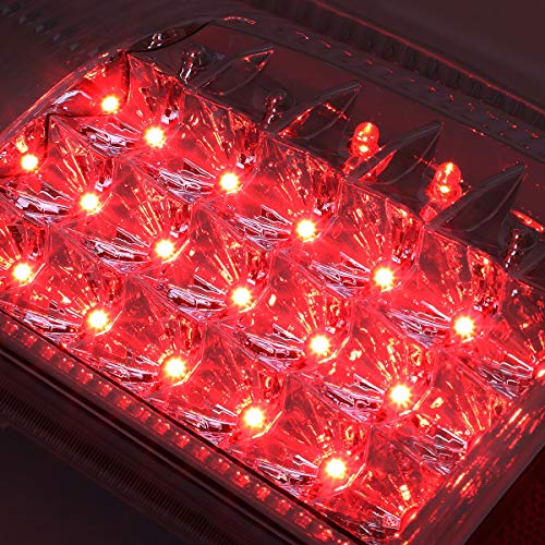 Image of Auto Dynasty Tail Light Compatible with 2008-2016 Ford F250 F350 F450 F550 Super Duty, Driver and passenger side LED Brake Lamps, Chrome Housing Smoked Lens