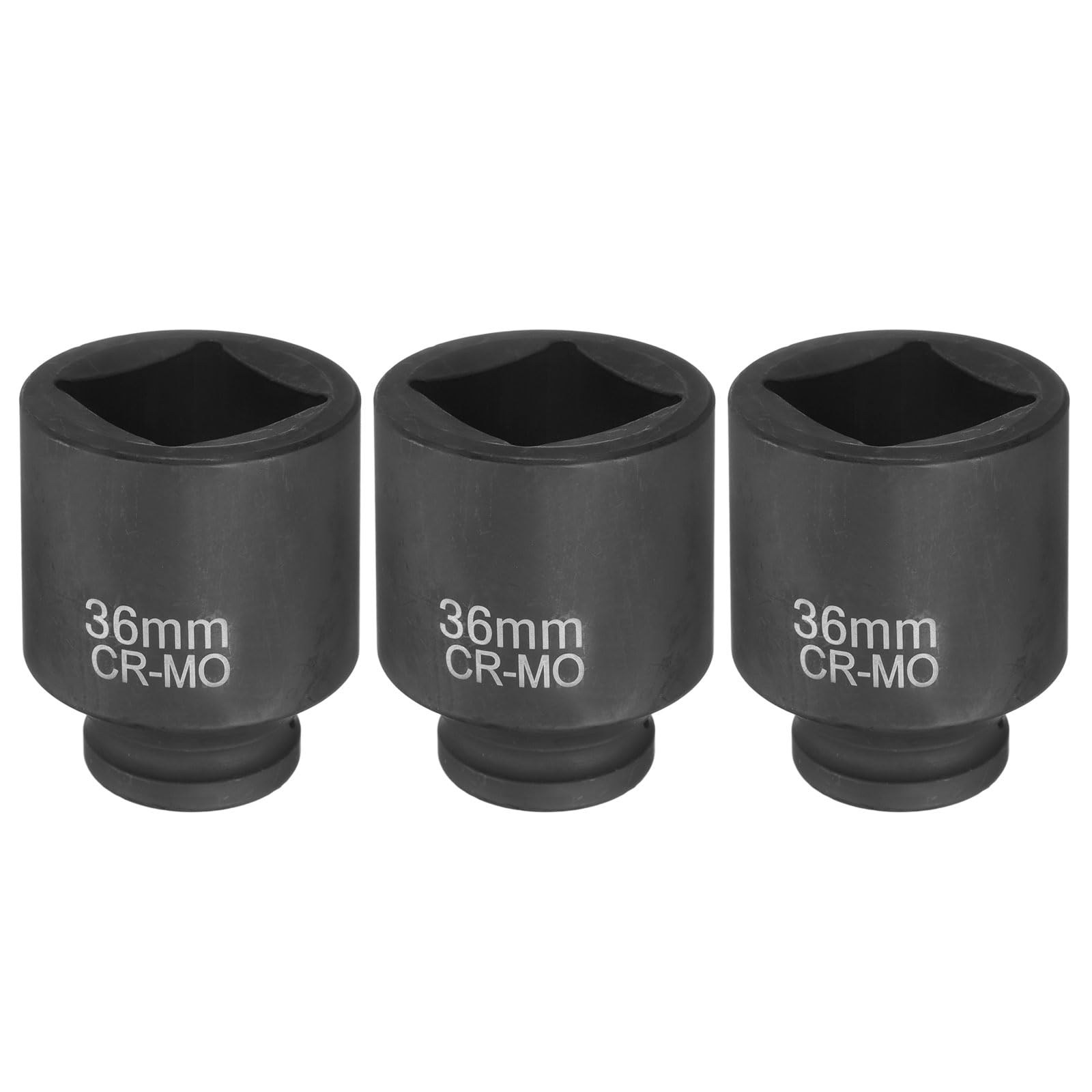 sourcing map 3 llaves de vaso cuadradas de 4 puntos de 3/4 pulgadas de 36 mm métricas cuadradas de impacto CR-MO ennegrecimiento estándar de manga neumática para reparación de automóviles