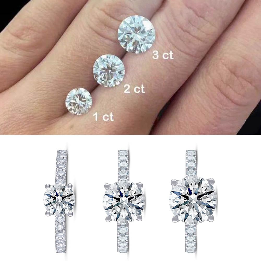 Verlobungsring Damen Gold 9K/14K/18K Eheringe Damen 1/2/3 Karat Diamantring Brillantschliff AAAAA Zirkonia ring Verlobung Hochzeit Geschenk Ring für Frauen mit CZ