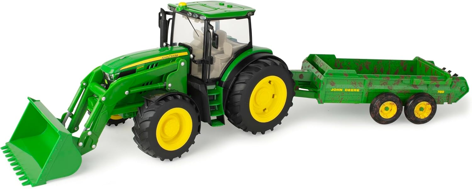 John Deere 1/16 Big Farm 6210R Tractor with Loader & Spreader Toy Set - LP85913