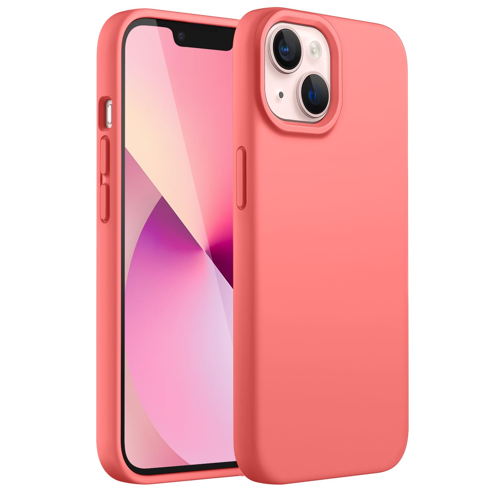 JETech Silikon Hülle für iPhone 13 6,1 Zoll, Ganzkörperschutz handyhülle mit Seidig-Weicher Berühren, Stoßfeste Hülle mit Mikrofaser-Futter (Rosa Pomelo)