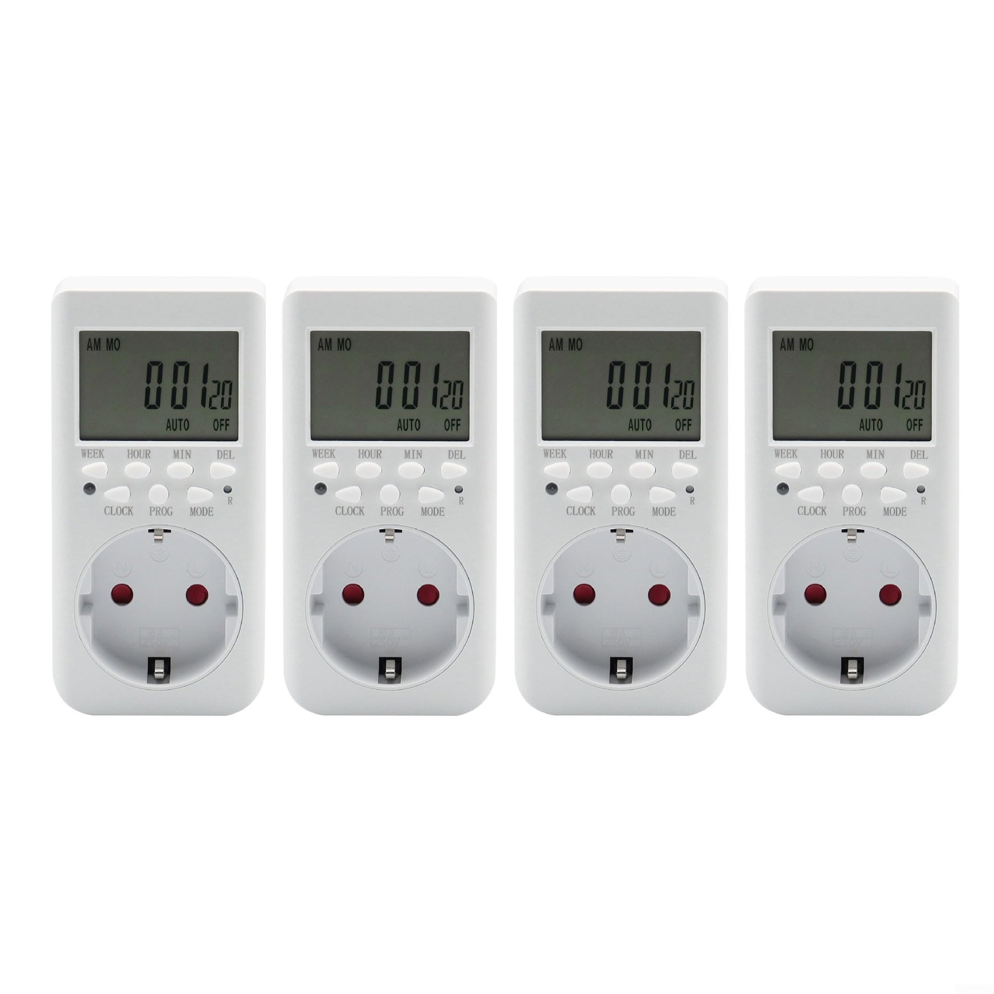 für 4 Stück Digitale Zeitschaltuhr Steckdose,LCD DisplayTimer Steckdose mit 20 konfigurierbaren Programmen und Countdown für Innen,24h Modus