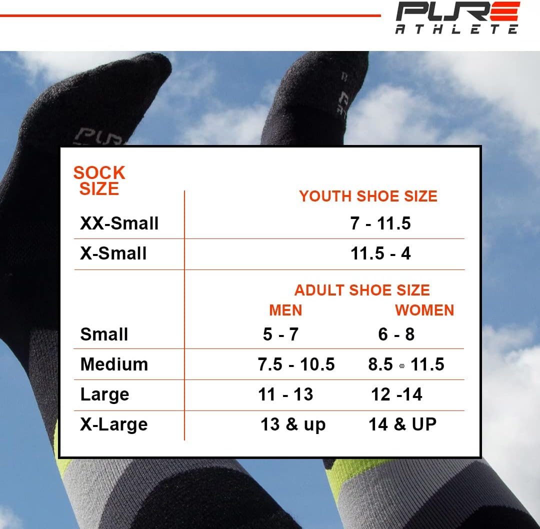 Pure Athlete Eco Friendly Winter Ski Socks - Sustainable Cold Weather Hiking Snowboard Socks