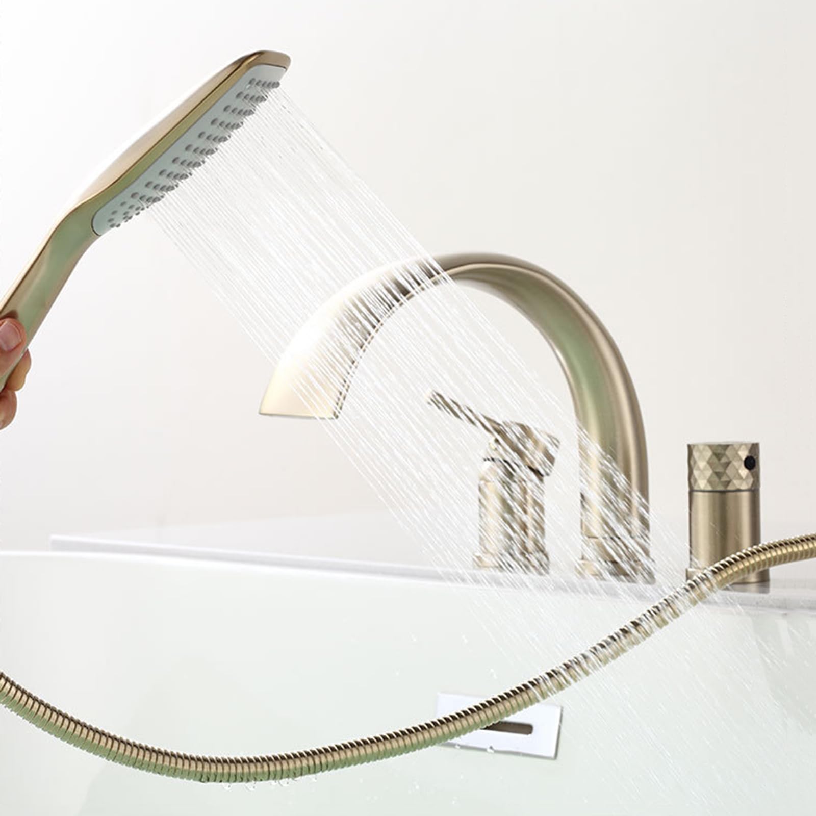 XJTNLB Grifo Ducha Monomando Cascada Griferia Ducha para Borde de Bañera