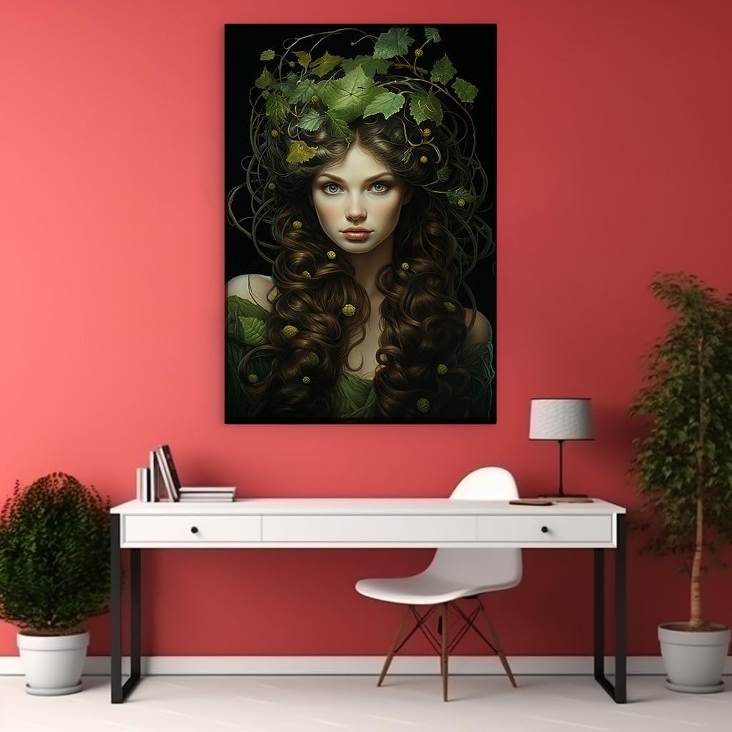 Canvas for Living room. Mystic Forest Muse: Enchantress of the Verdant Twilight, 27 x 18 inch Canvas Wall Art - Contemporary Masterpieces - Modern Home Decor - 69x46 cm (27x18 inch)
