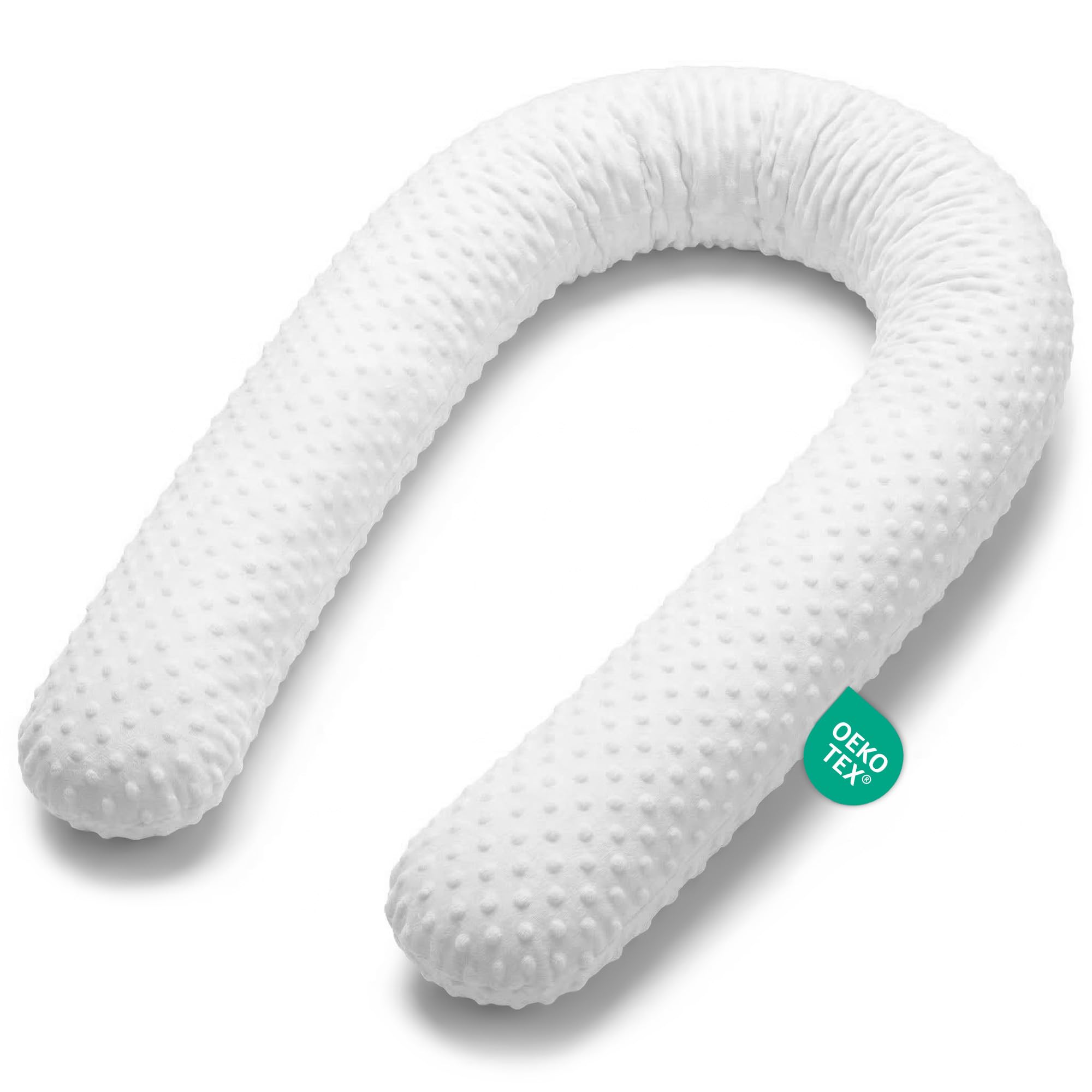Totsy Baby Seitenschläferkissen Bettschlange Body Pillow 300 cm Minky - Kopfkissen lang Bettrolle Schlafkissen Nackenrolle Zertifikat Oeko-Tex Hellgrau – Bild 2